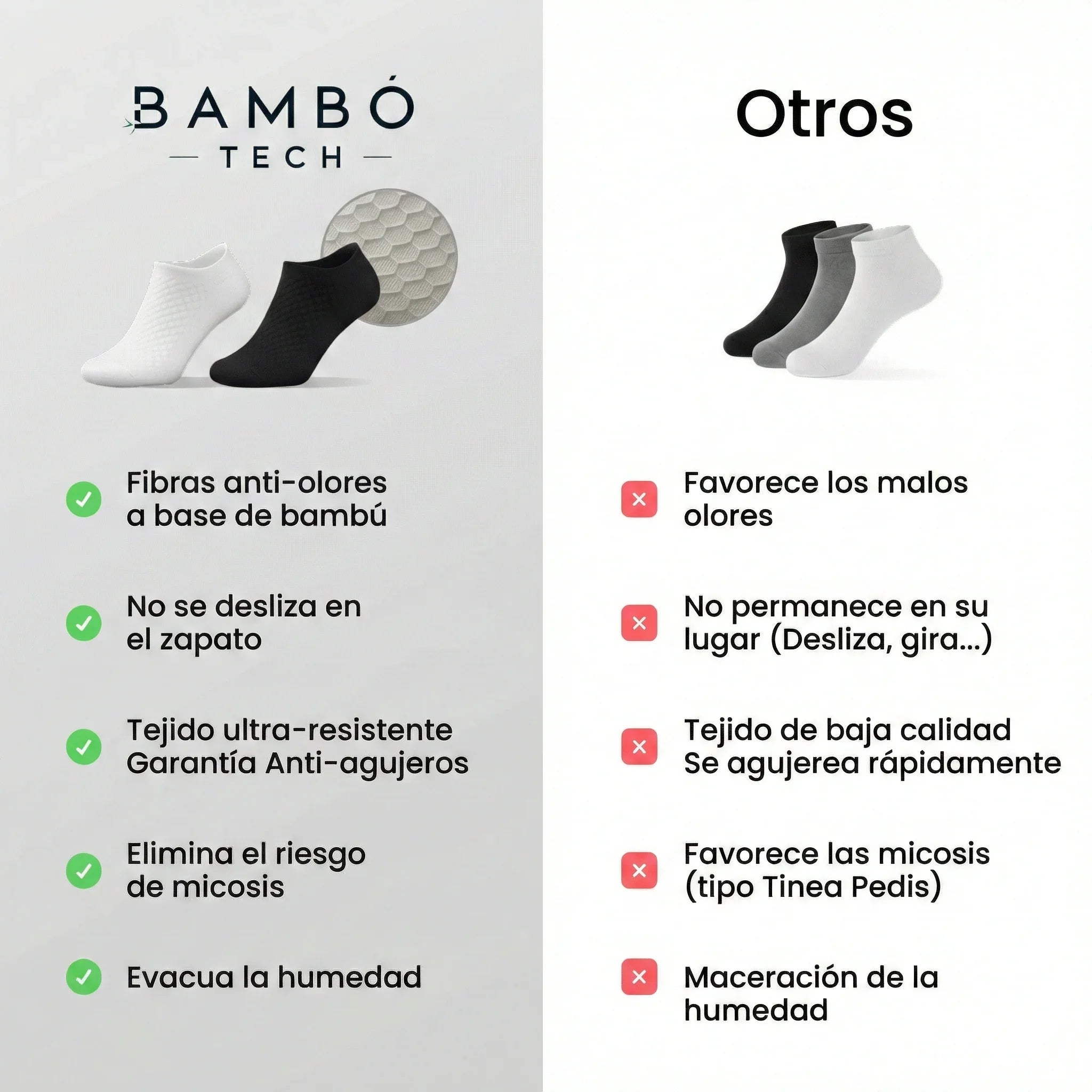 5 Calcetines tobilleros de bambú – Transpirables, suaves y antibacterianos