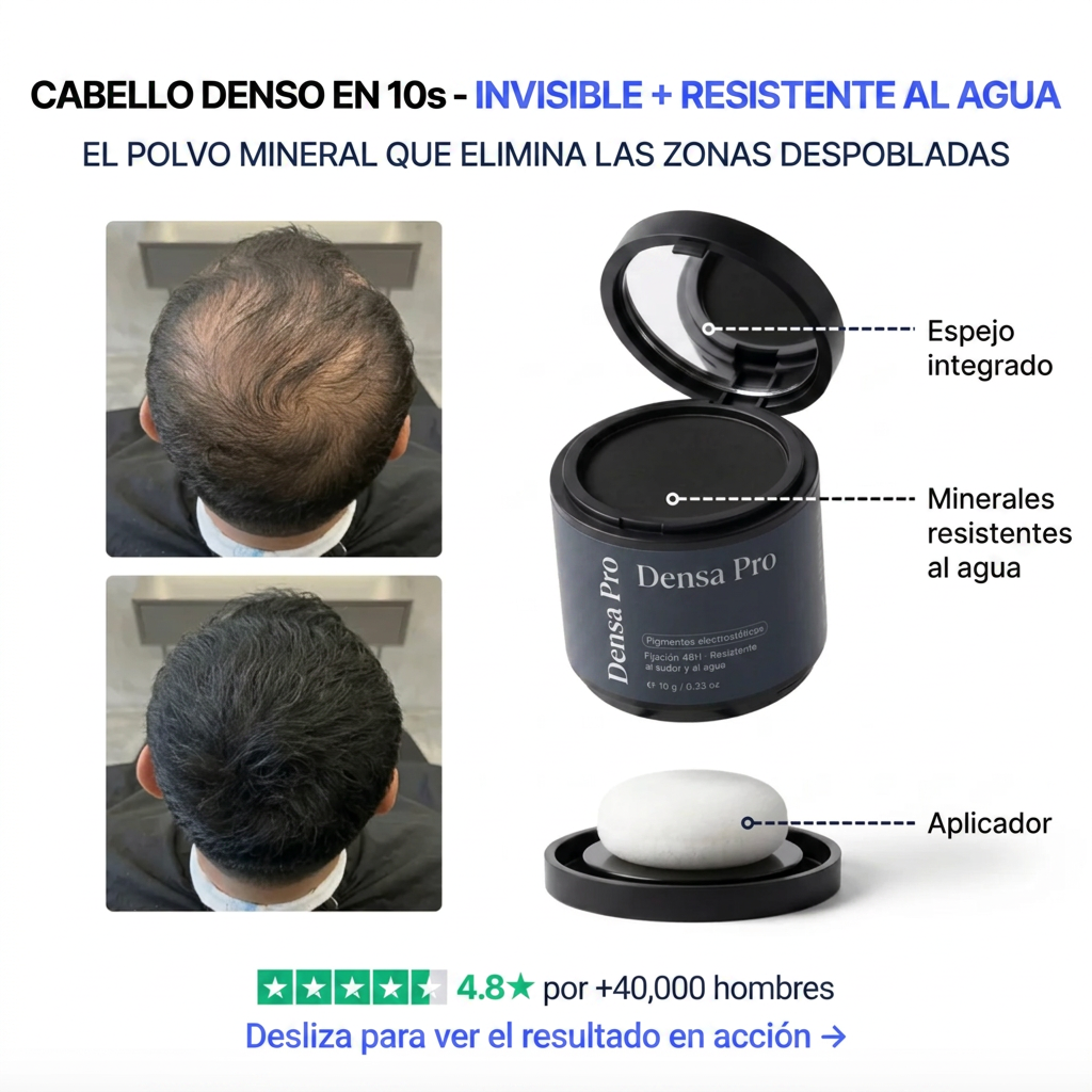 Densa Pro — Cabello Denso en 10 Segundos