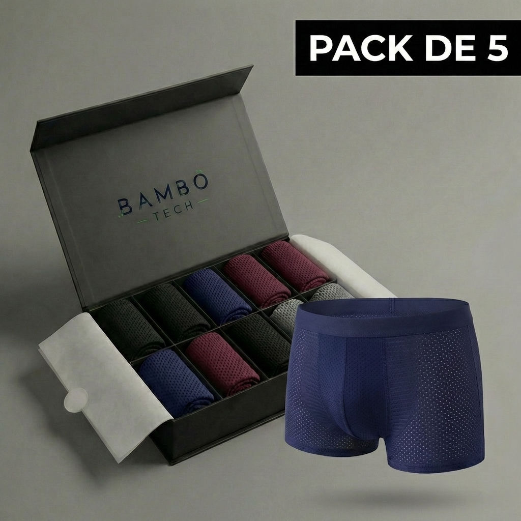 5 Bóxers Bamboo Tech en fibra de bambú premium