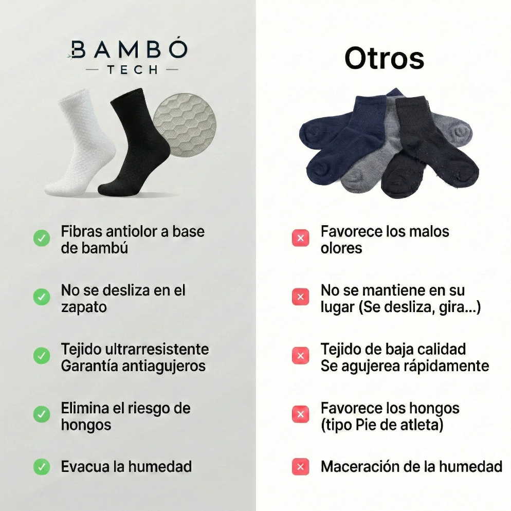 Calcetines de Bambú Sin Marcas, Transpirables y Antibacterianos