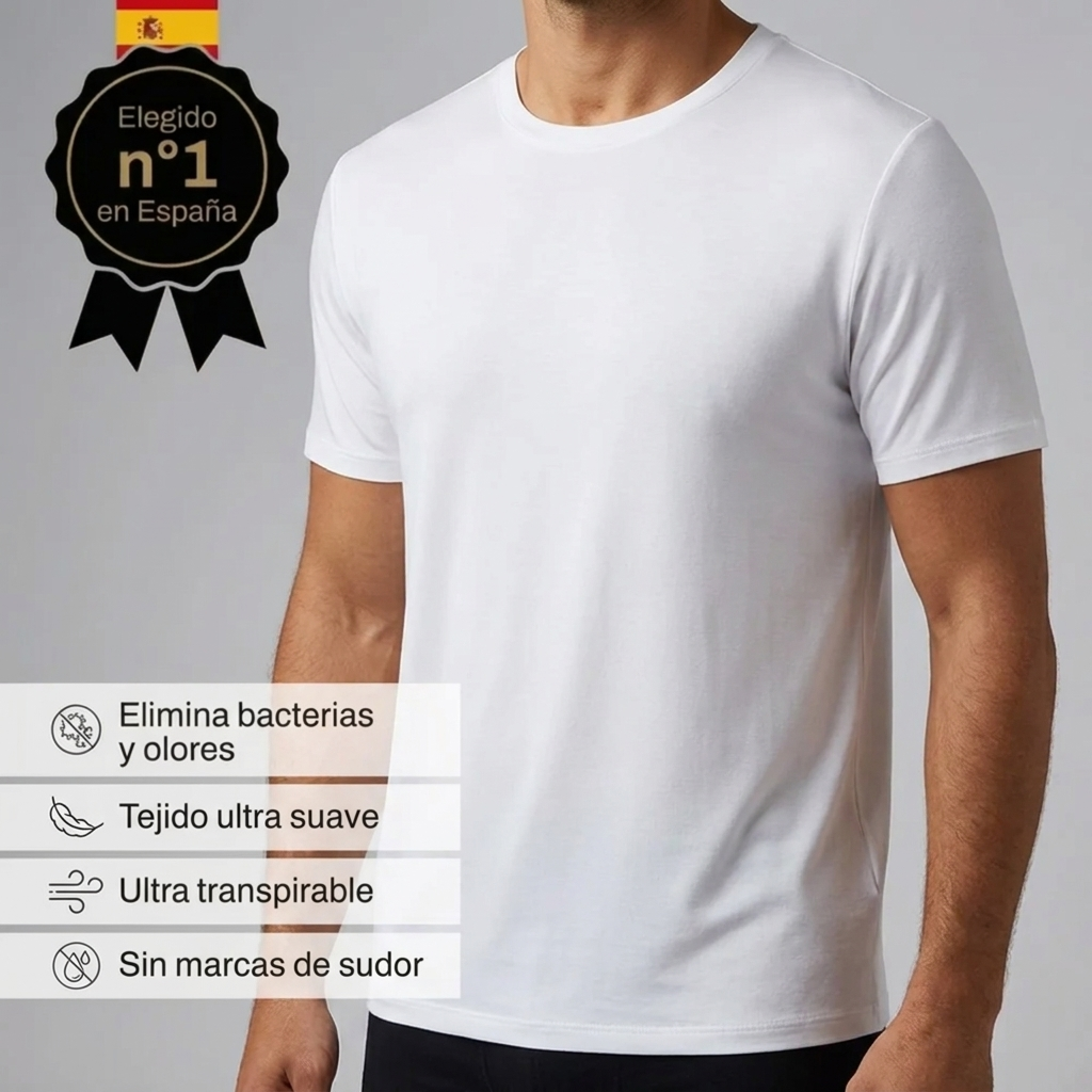 Camiseta de hombre en fibra de bambú – Antibacteriana, refrescante y suave