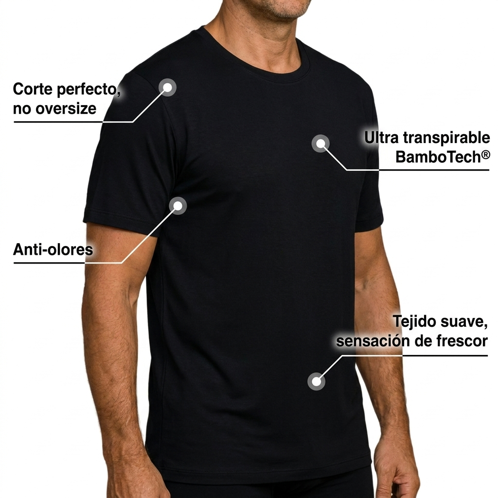 Camiseta de hombre en fibra de bambú – Antibacteriana, refrescante y suave