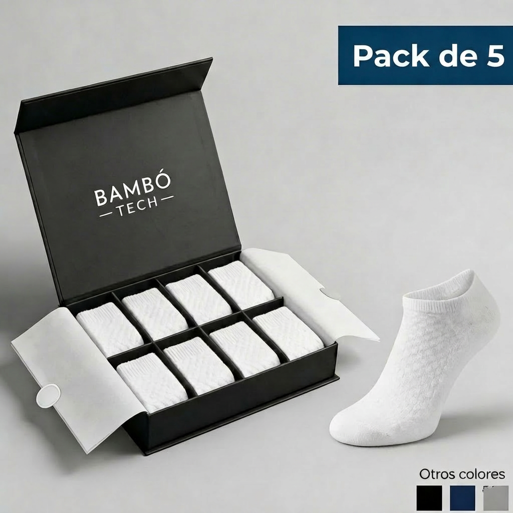 5 Calcetines tobilleros de bambú – Transpirables, suaves y antibacterianos