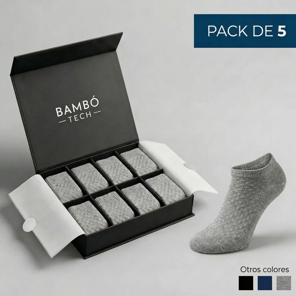 5 Calcetines tobilleros de bambú – Transpirables, suaves y antibacterianos
