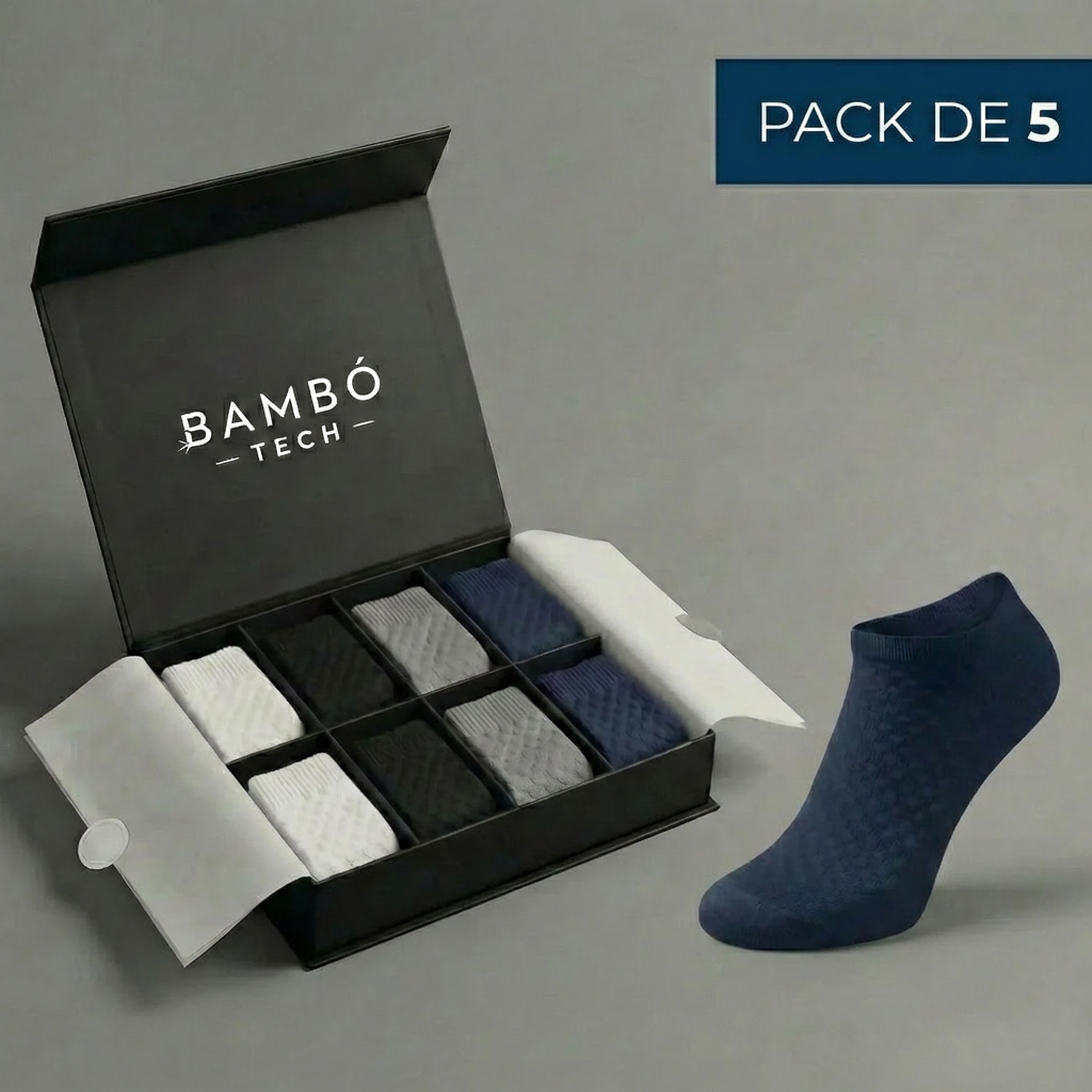5 Calcetines tobilleros de bambú – Transpirables, suaves y antibacterianos