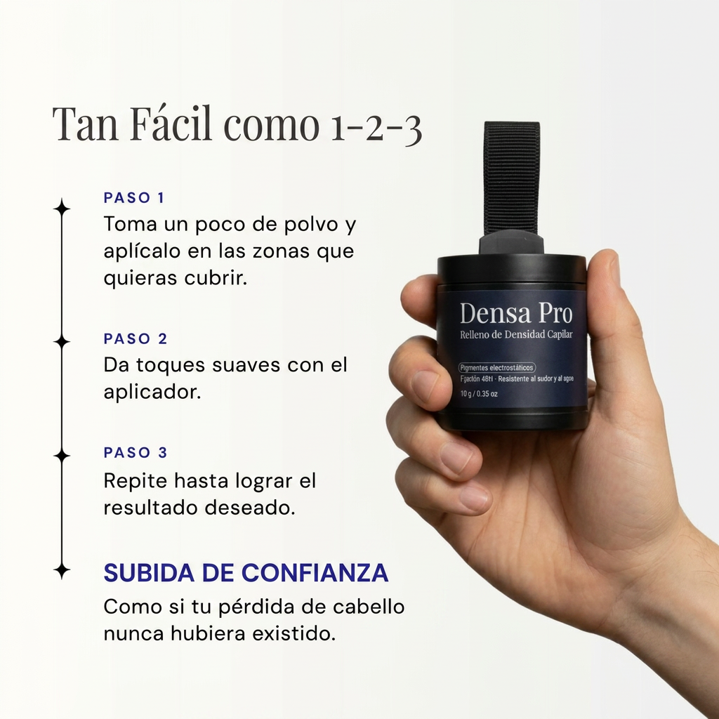 Densa Pro — Cabello Denso en 10 Segundos